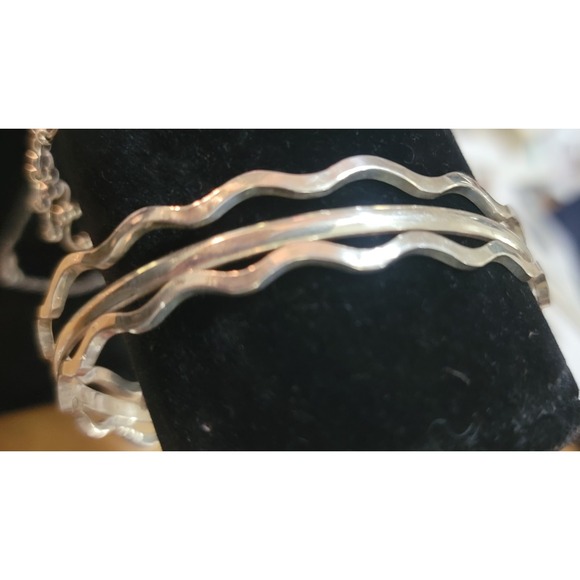 Vintage Taxco Mexico Sterling Silver  3-piece Bangle Bracelet, signed TA-141. - Picture 8 of 16